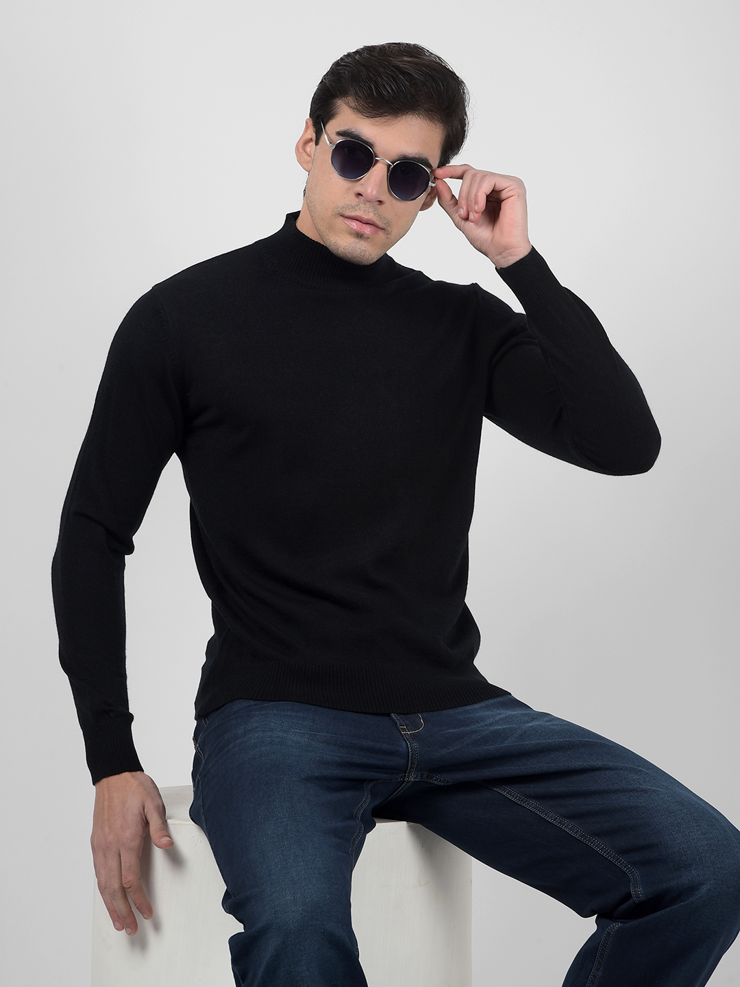 Numero Uno Men Solid Black Sweater